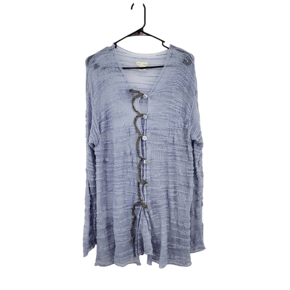 Neesh by DAR Women's Textured Knit Lace Up Button Closure Cardigan Sweater - M/L - Picture 1 of 12